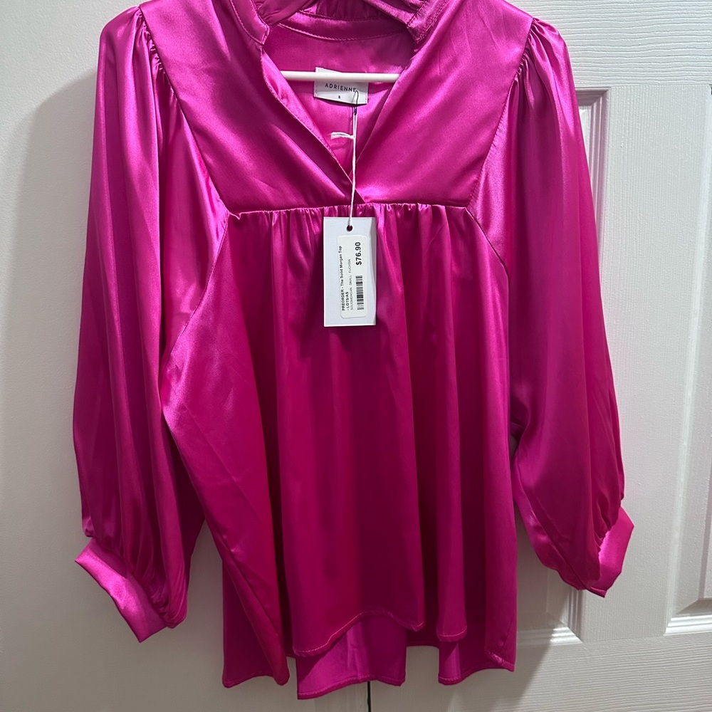 Adrienne Hot Pink Satin Blouse